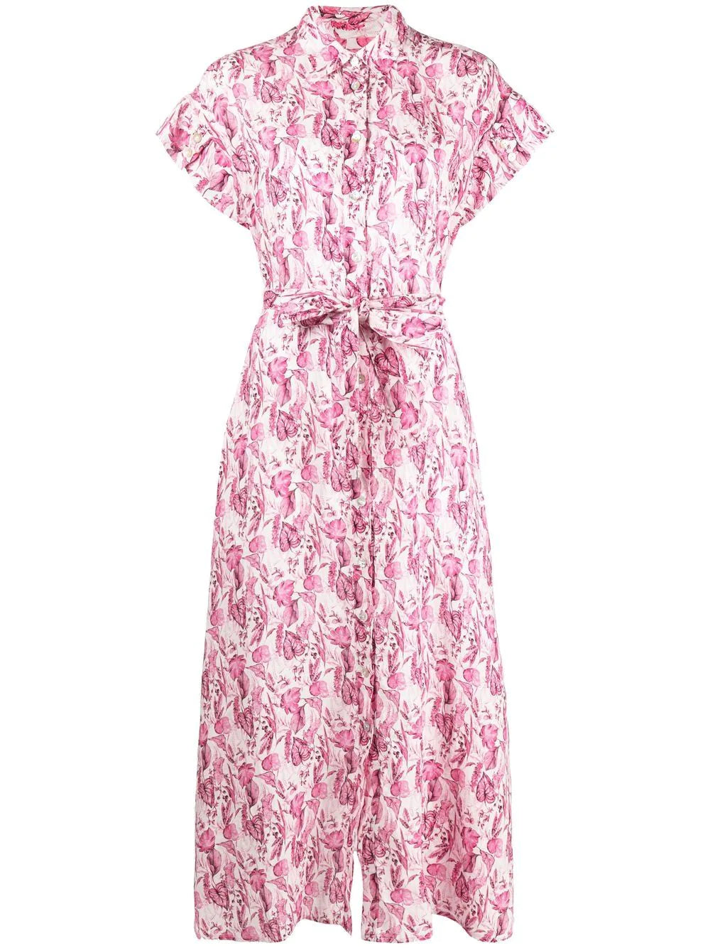 120 Lino Leinenkleid in Fuxia Flower Kleider La Tienda