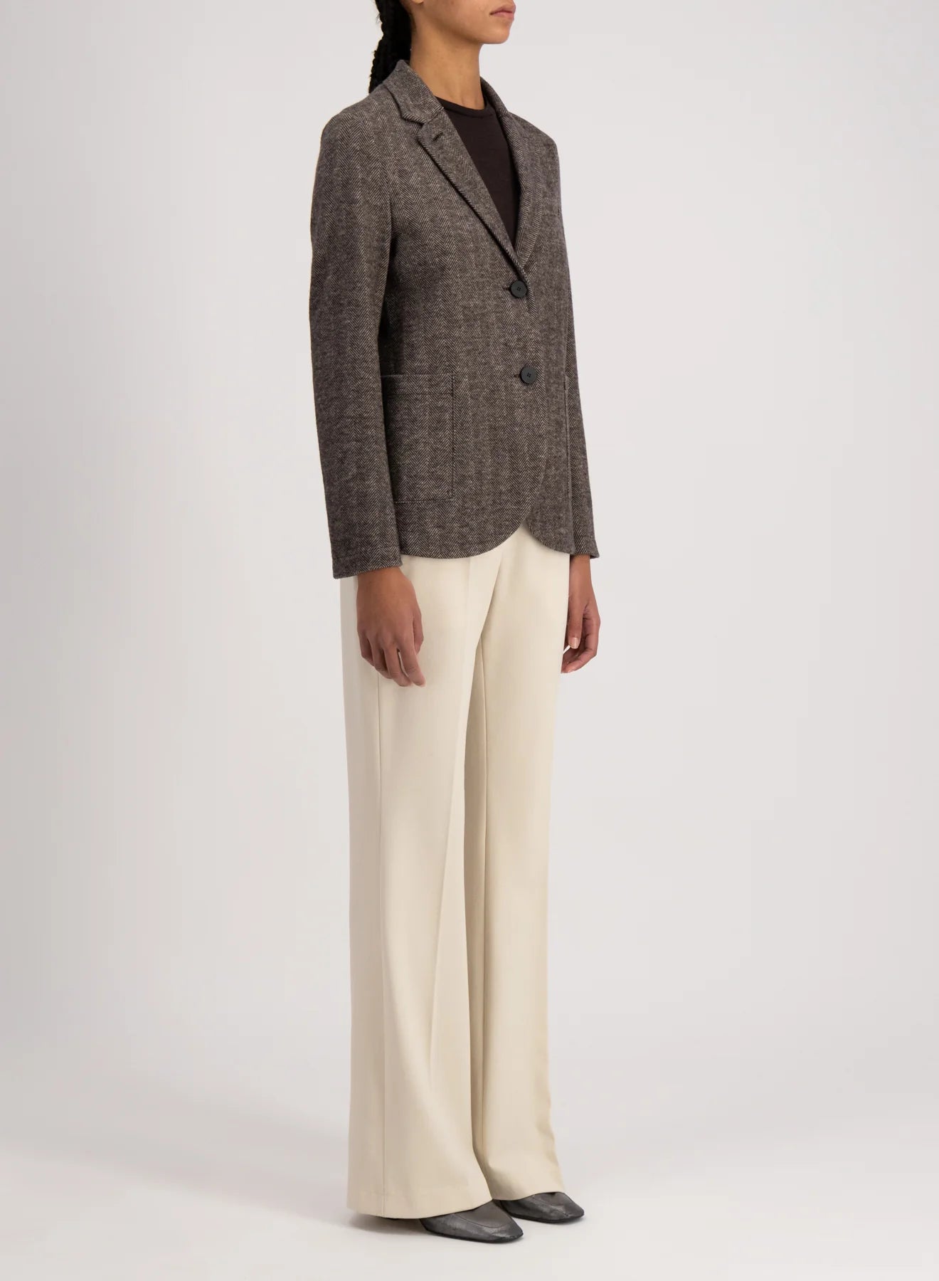 Stand Up Collar Blazer Patterned Moleskin