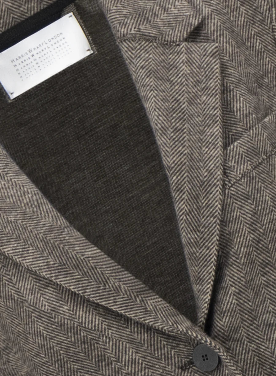 Stand Up Collar Blazer Patterned Moleskin