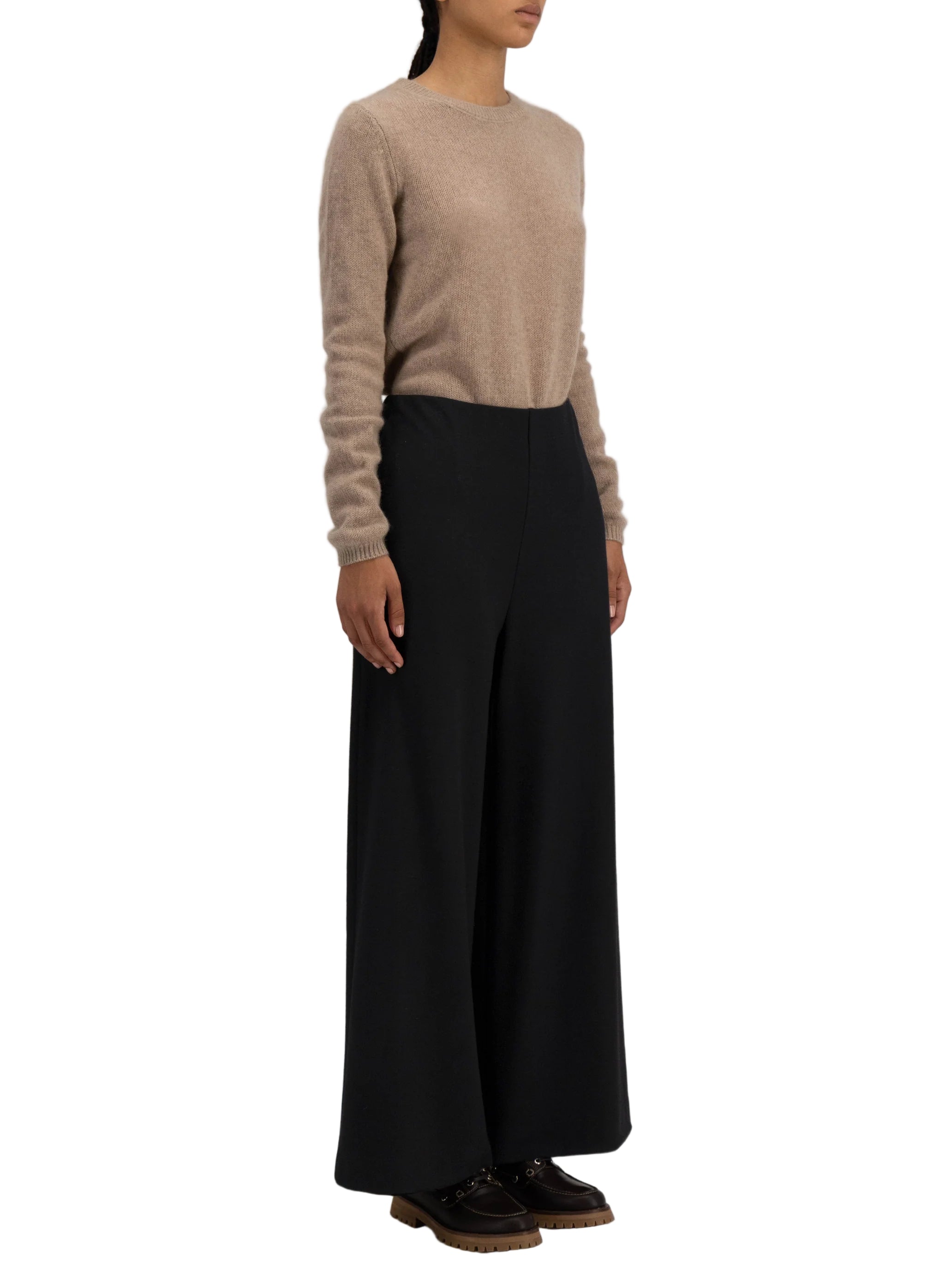 Wide Leg Cropped Trousers Superfine Merino