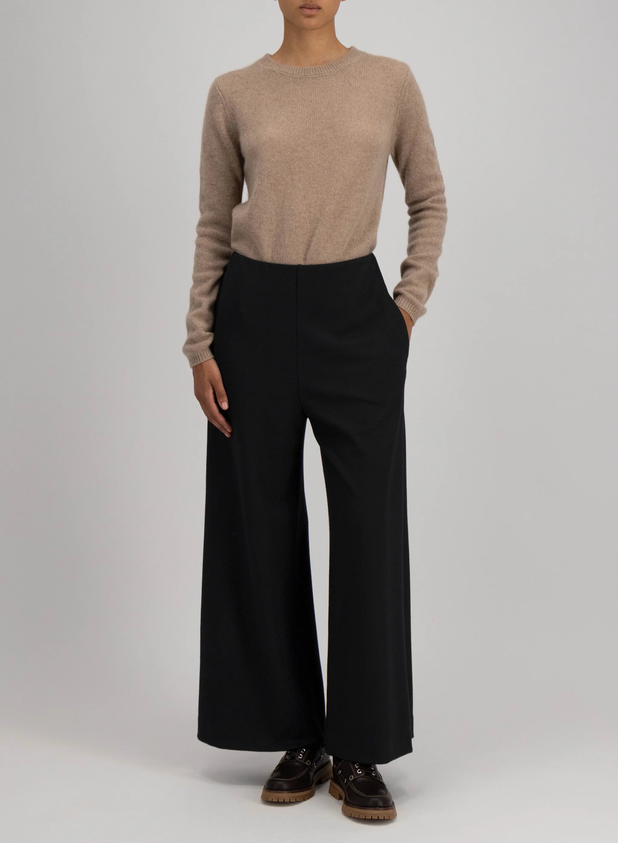 Wide Leg Cropped Trousers Superfine Merino