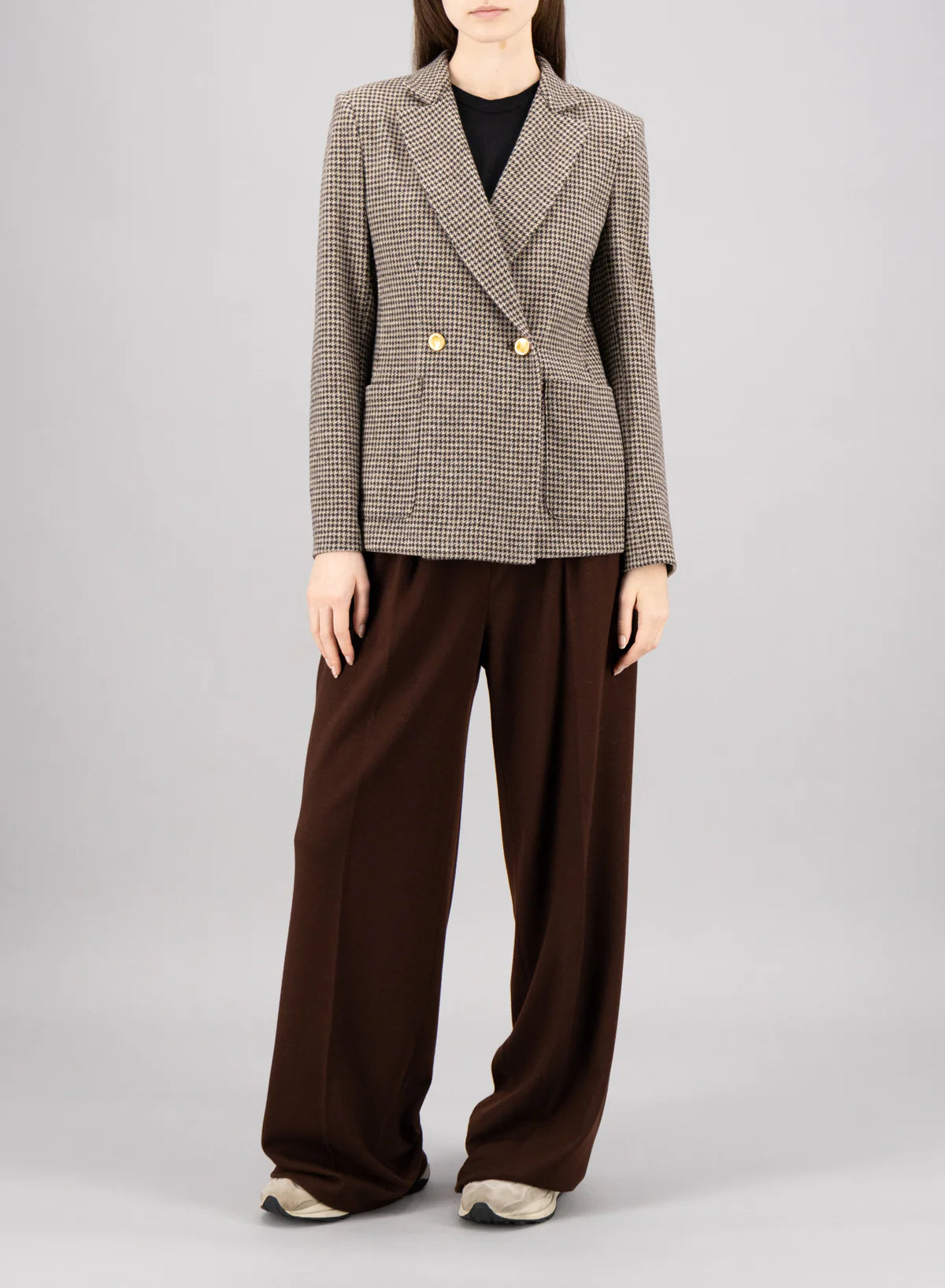 Blazer with Shoulder Pads Moleskin Houndstooth