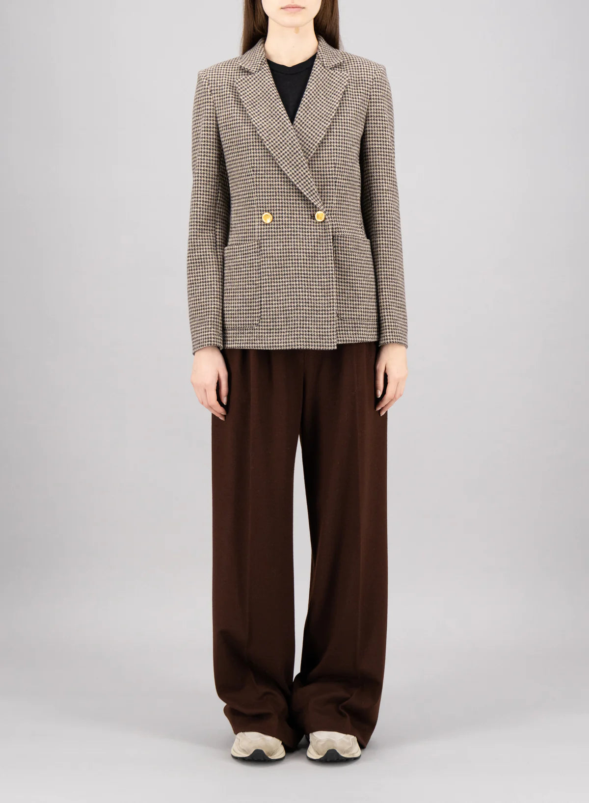 Blazer with Shoulder Pads Moleskin Houndstooth
