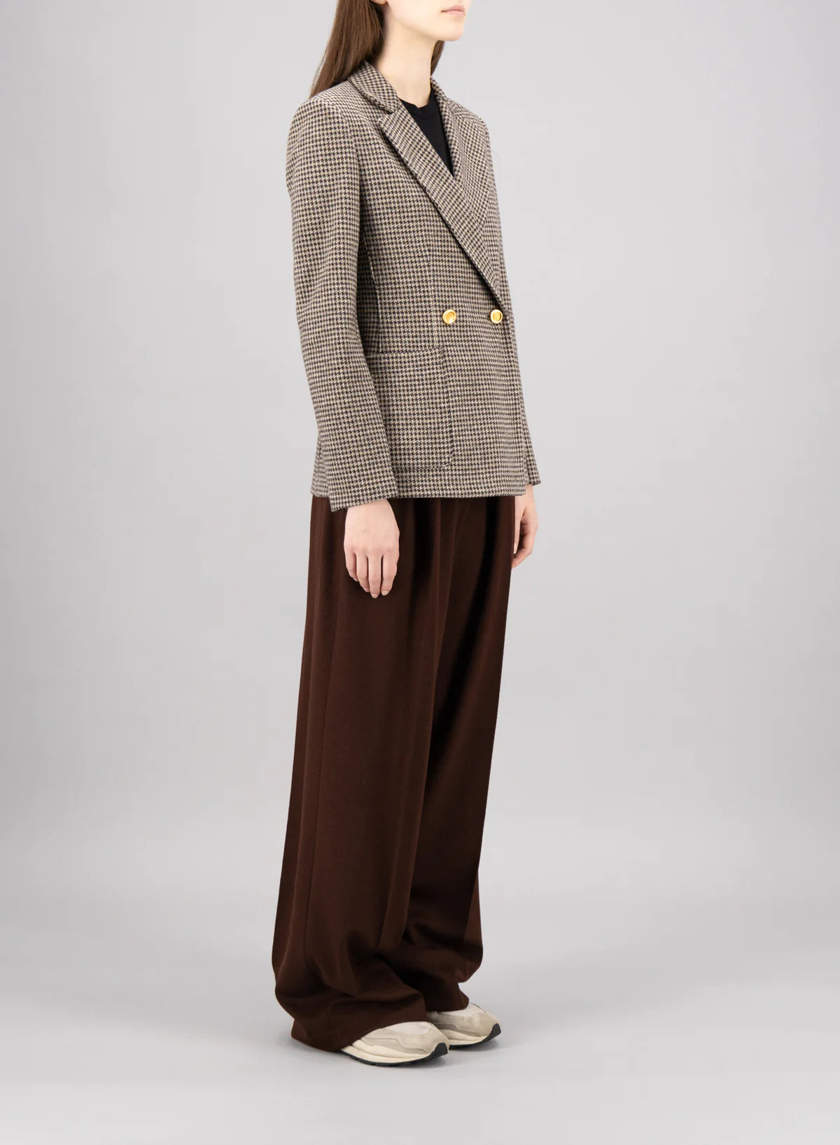 Blazer with Shoulder Pads Moleskin Houndstooth