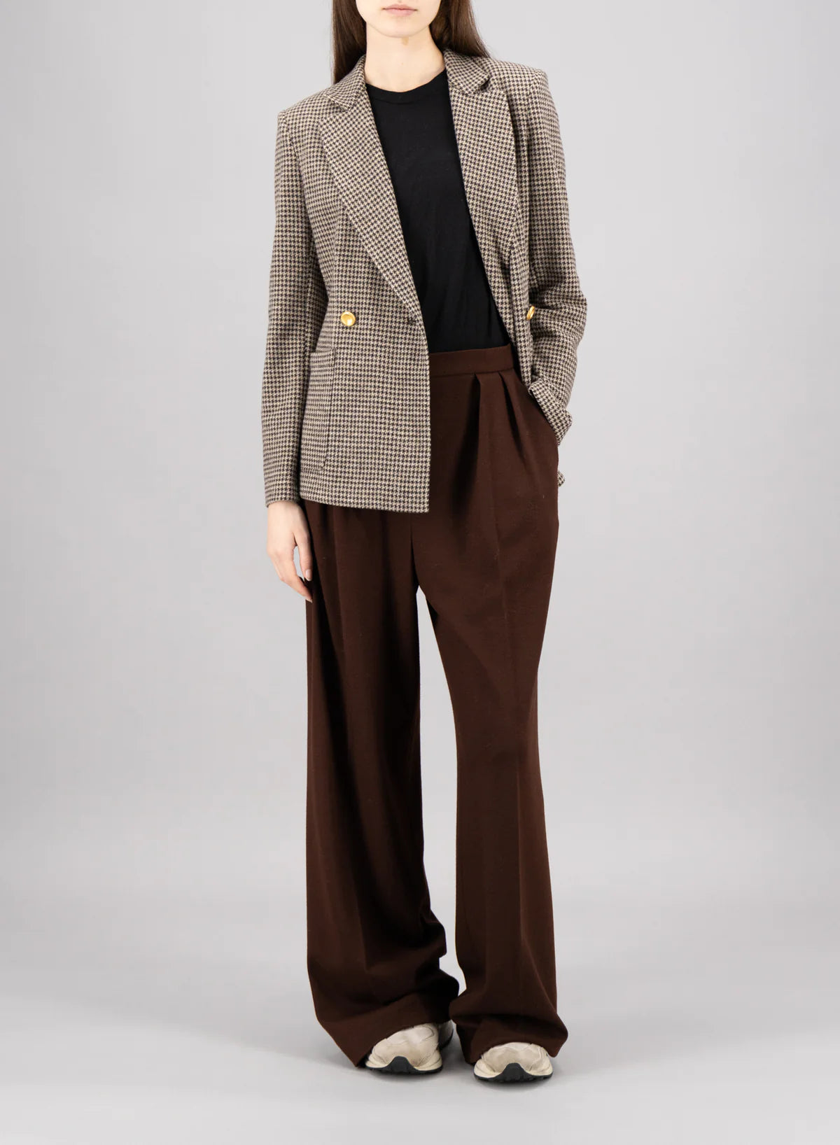 Blazer with Shoulder Pads Moleskin Houndstooth