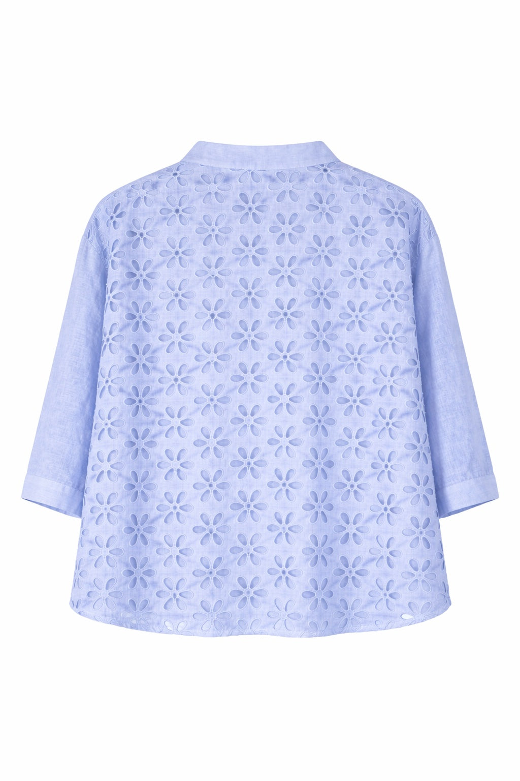 Leinen Kurzarmbluse mit Lochmuster