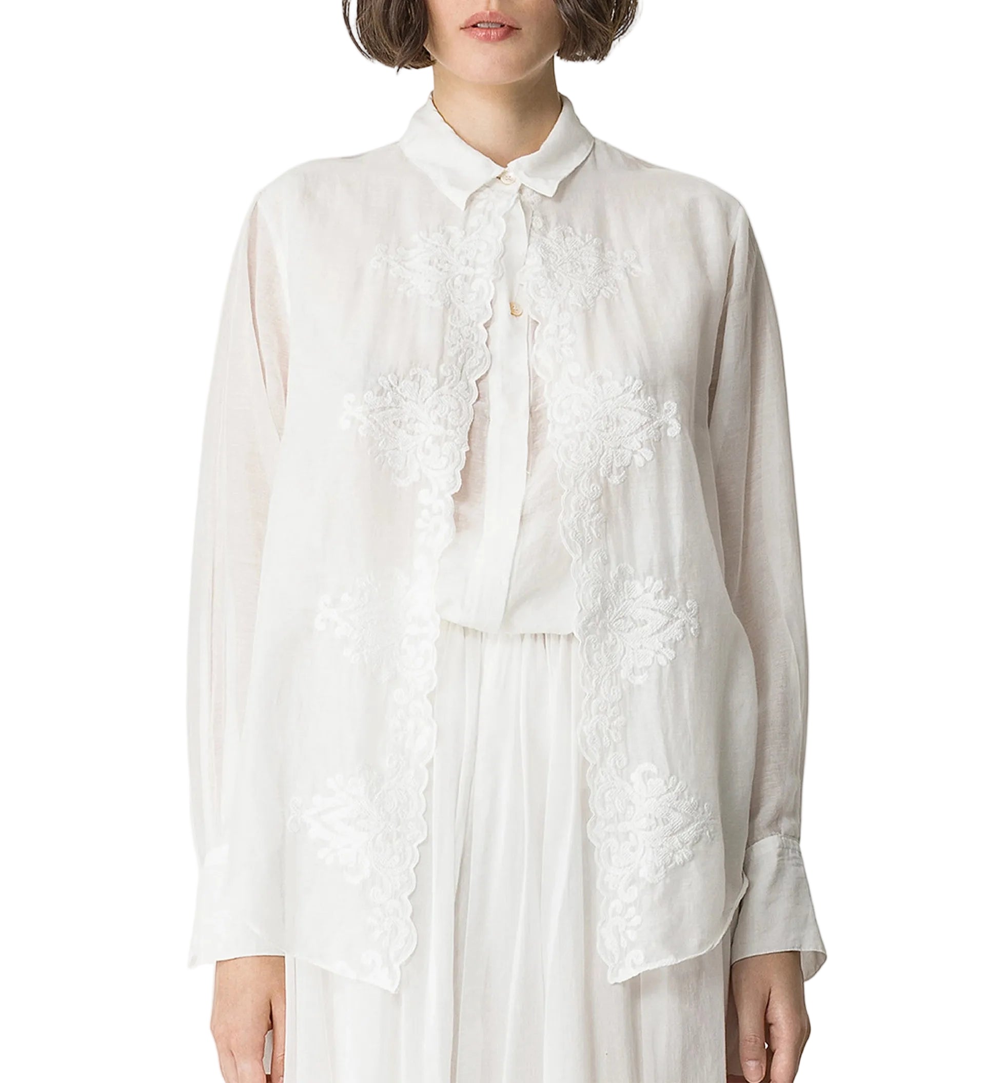 Embroidered Voile Shirt