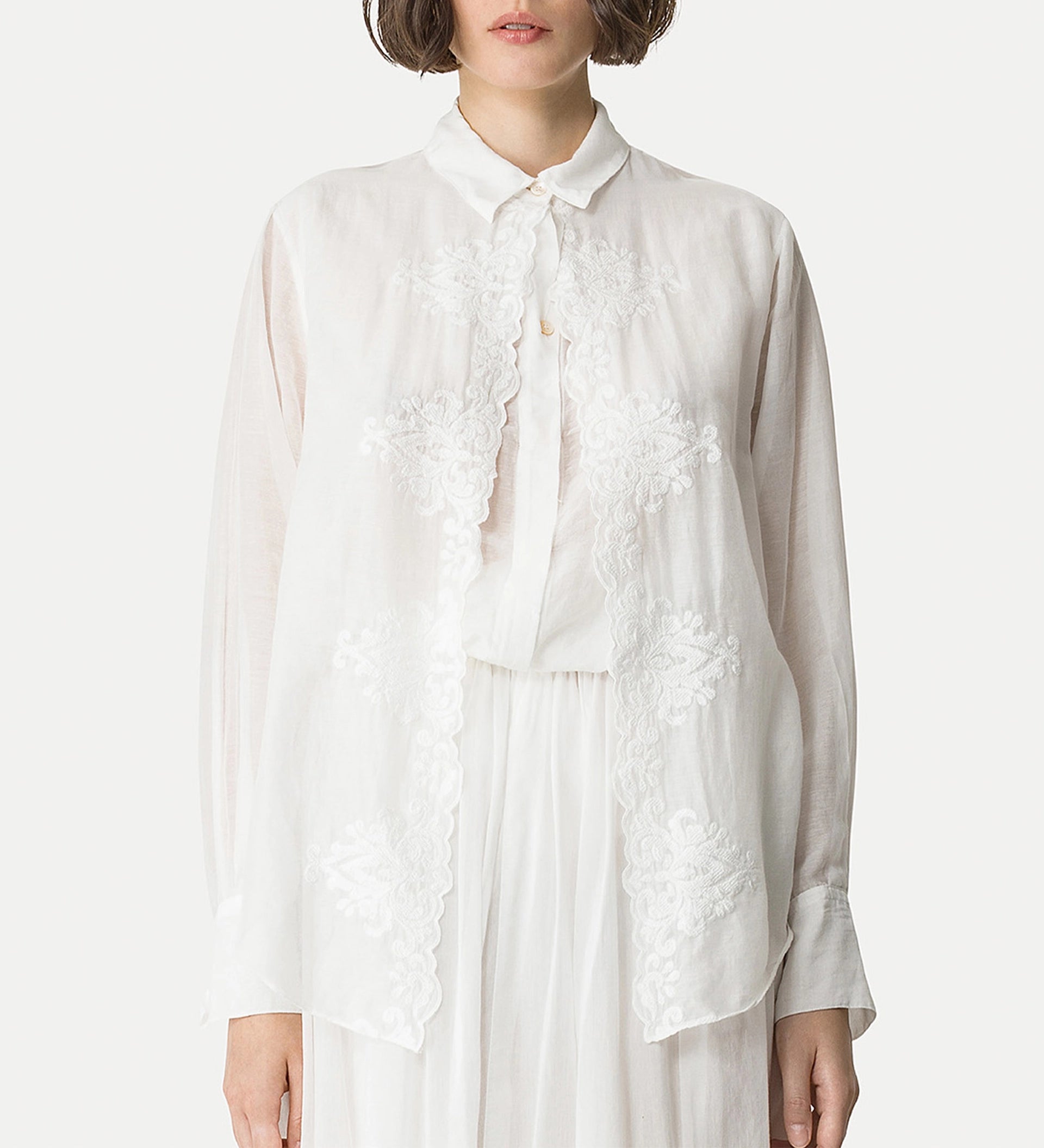 Embroidered Voile Shirt