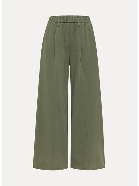 Fluid Cotton Twill Loose Pants