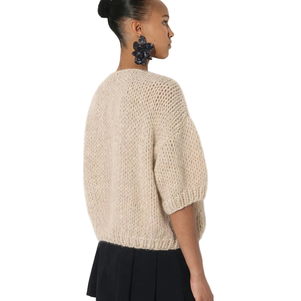 Alpaca Bomber Cardigan Short Sleeves