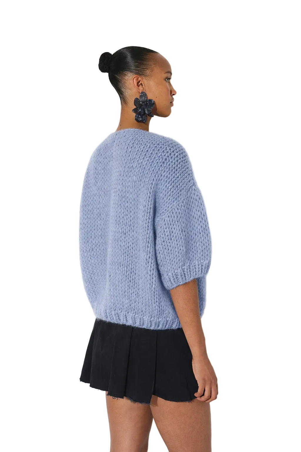 Alpaca Bomber Cardigan Short Sleeves