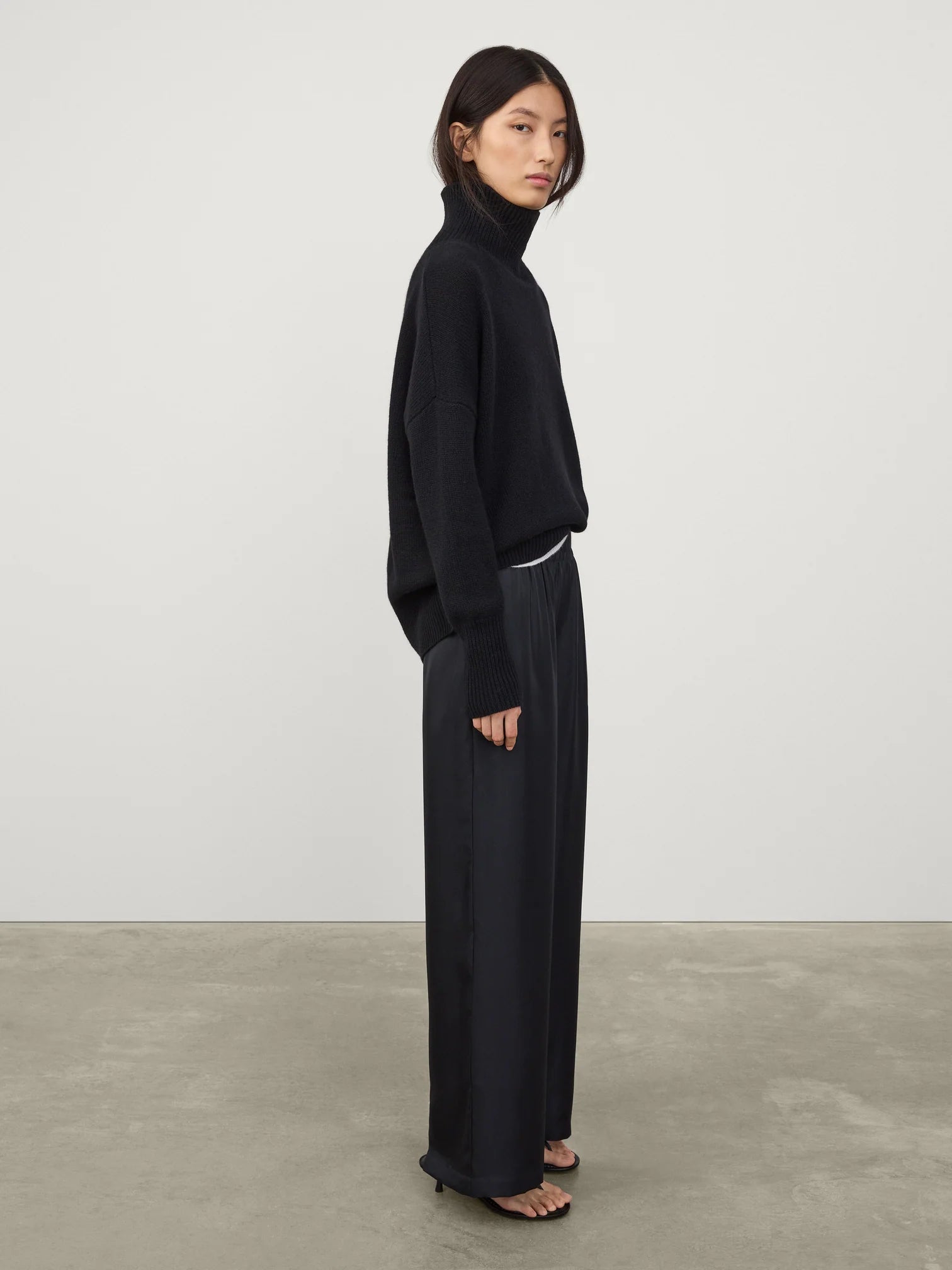 Wide Leg Silk Trousers