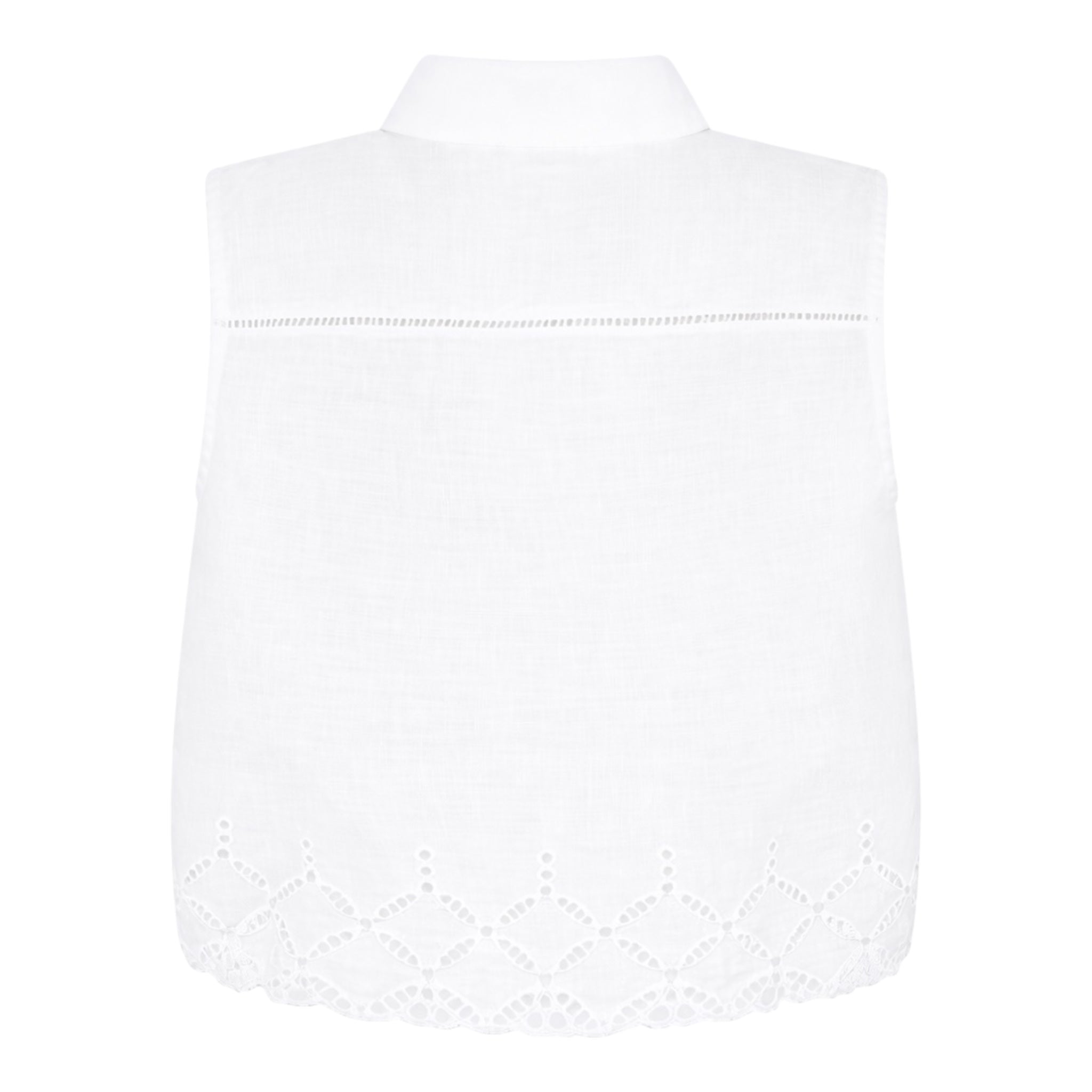 Ärmellose Leinenbluse mit Lochmuster