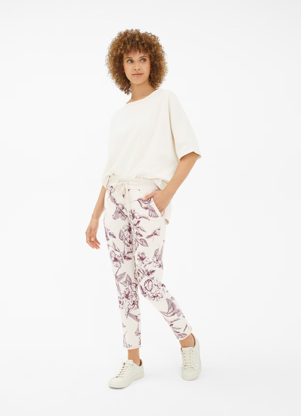 Fleece Trainerhose Birds Tricolor