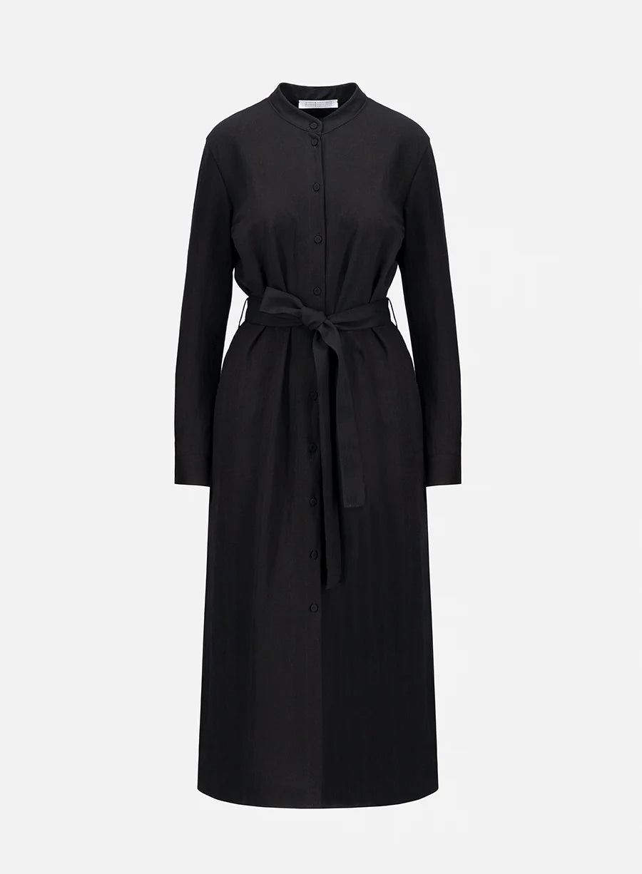 Long Belted Shirt Dress Rayon