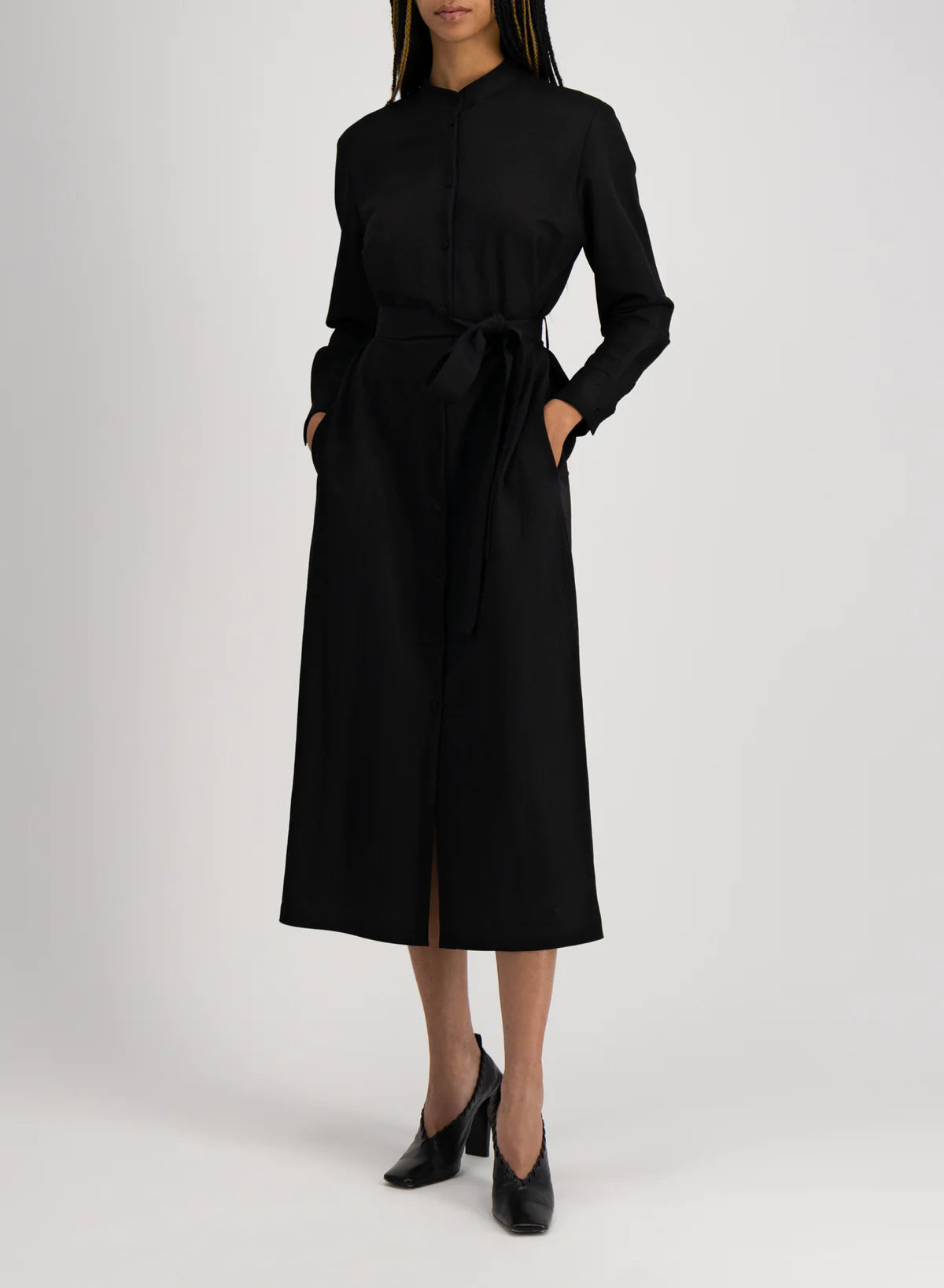 Long Belted Shirt Dress Rayon