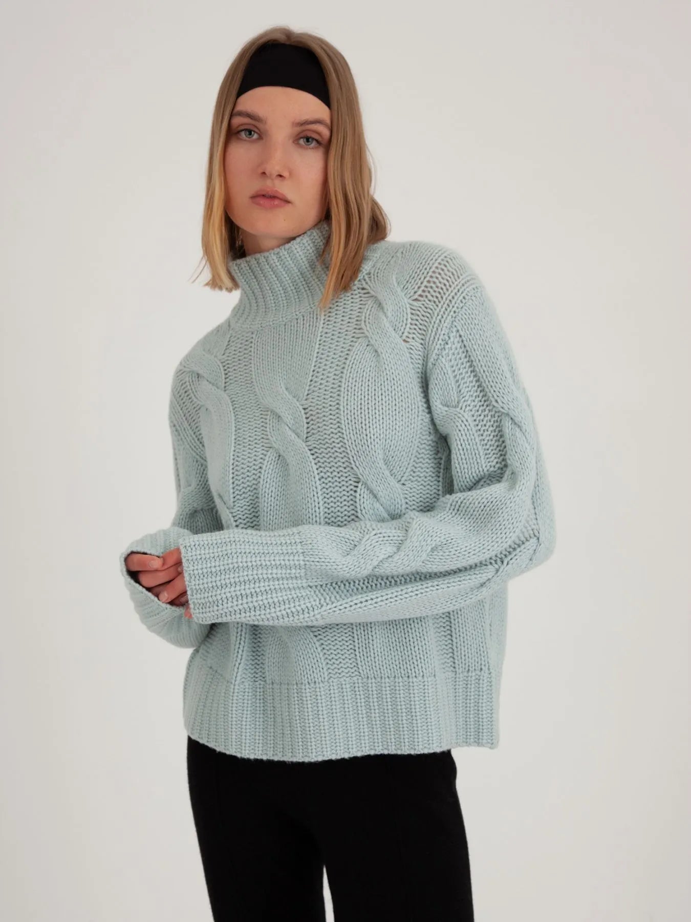 Cashmere Pullover Highneck mit Zopfmuster