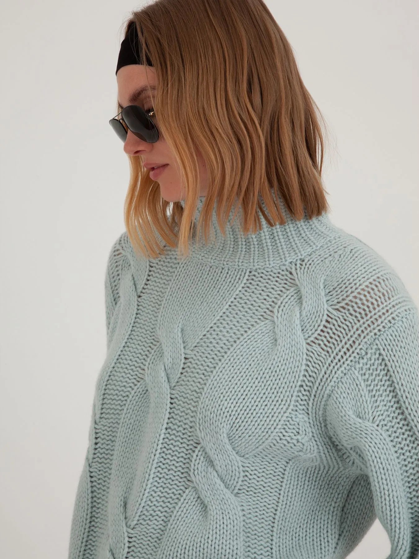 Cashmere Pullover Highneck mit Zopfmuster