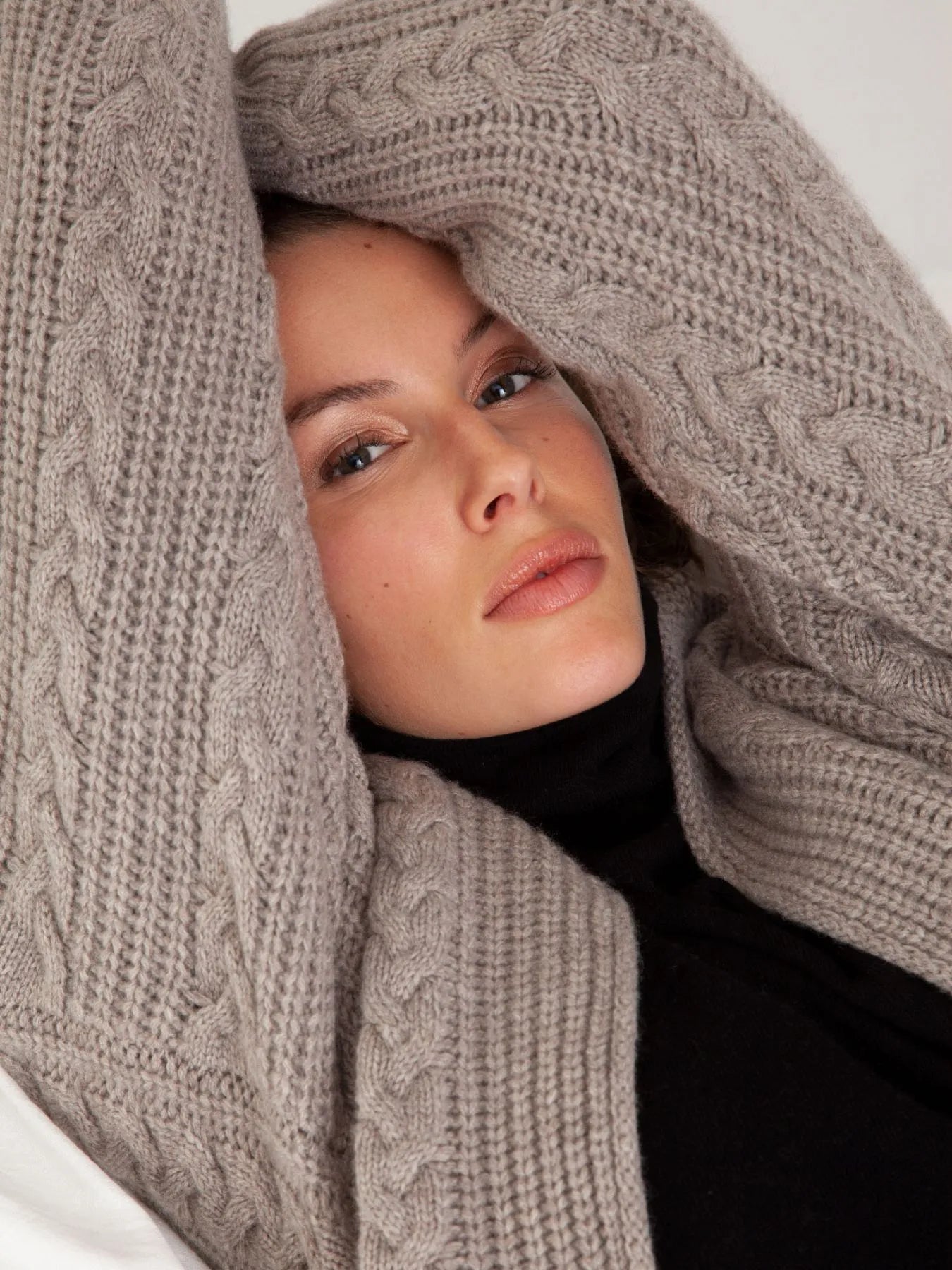 Cashmere Cardigan Open mit Zopfmuster
