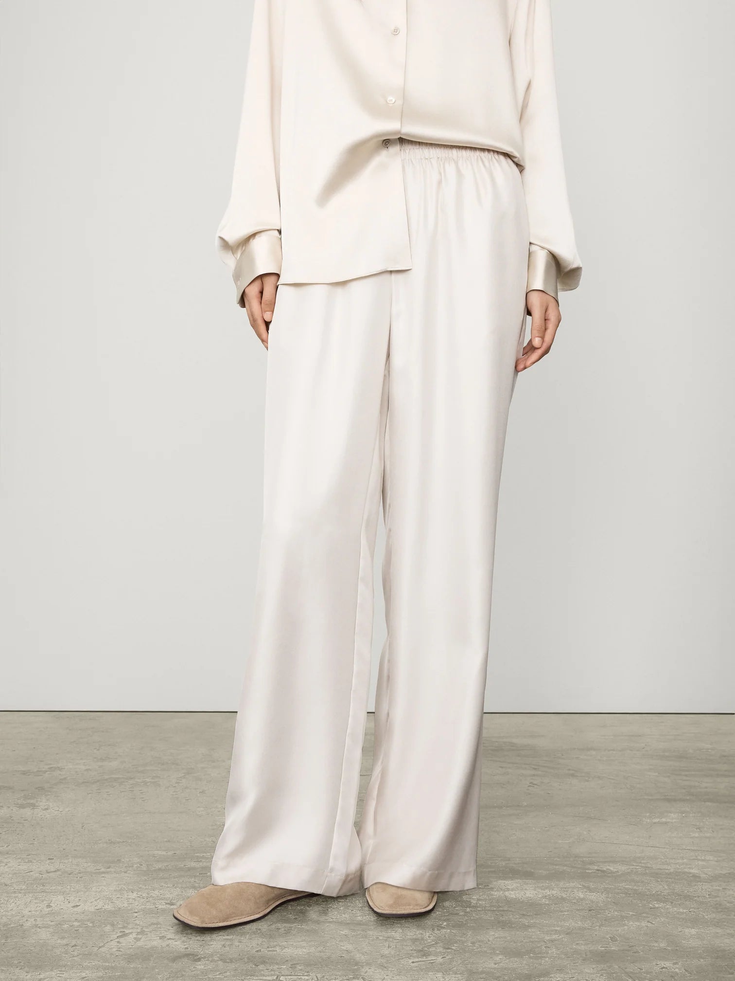 Wide Leg Silk Trousers