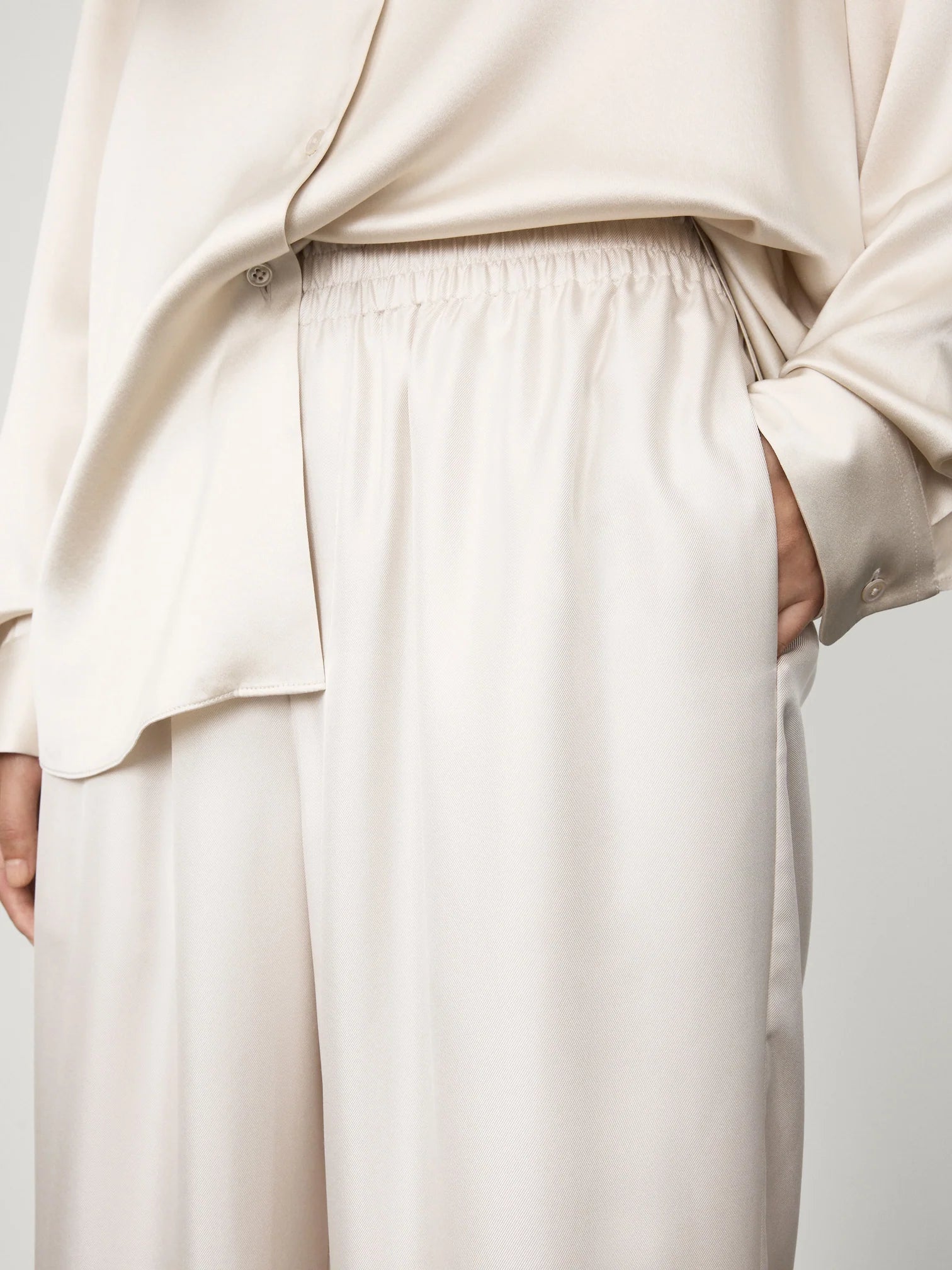 Wide Leg Silk Trousers