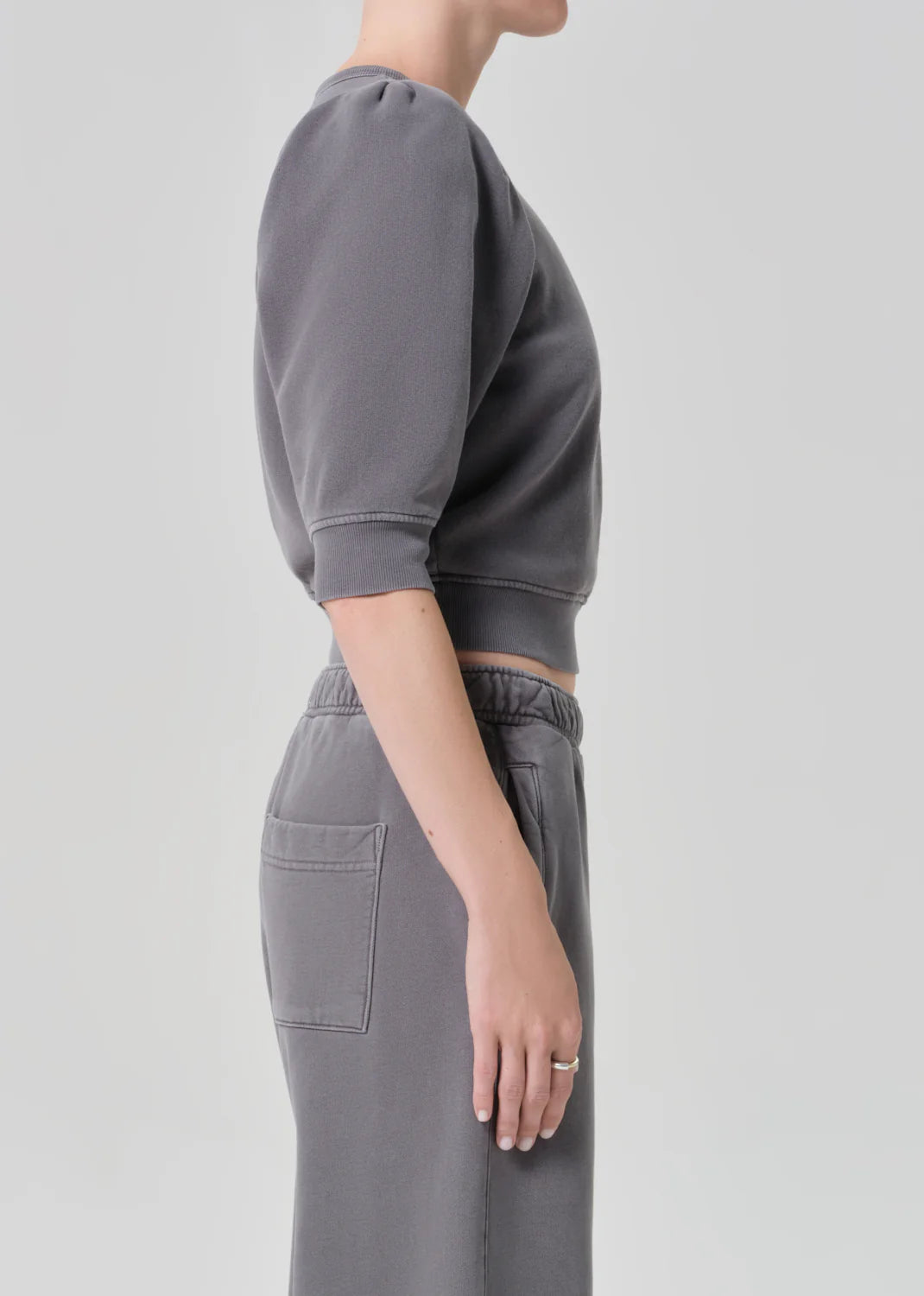 Pleated Short Sleeve Crew