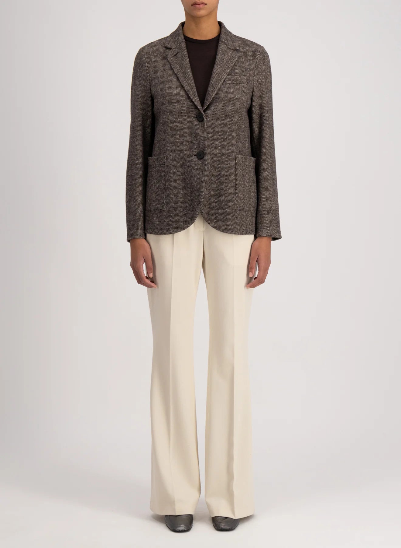 Stand Up Collar Blazer Patterned Moleskin