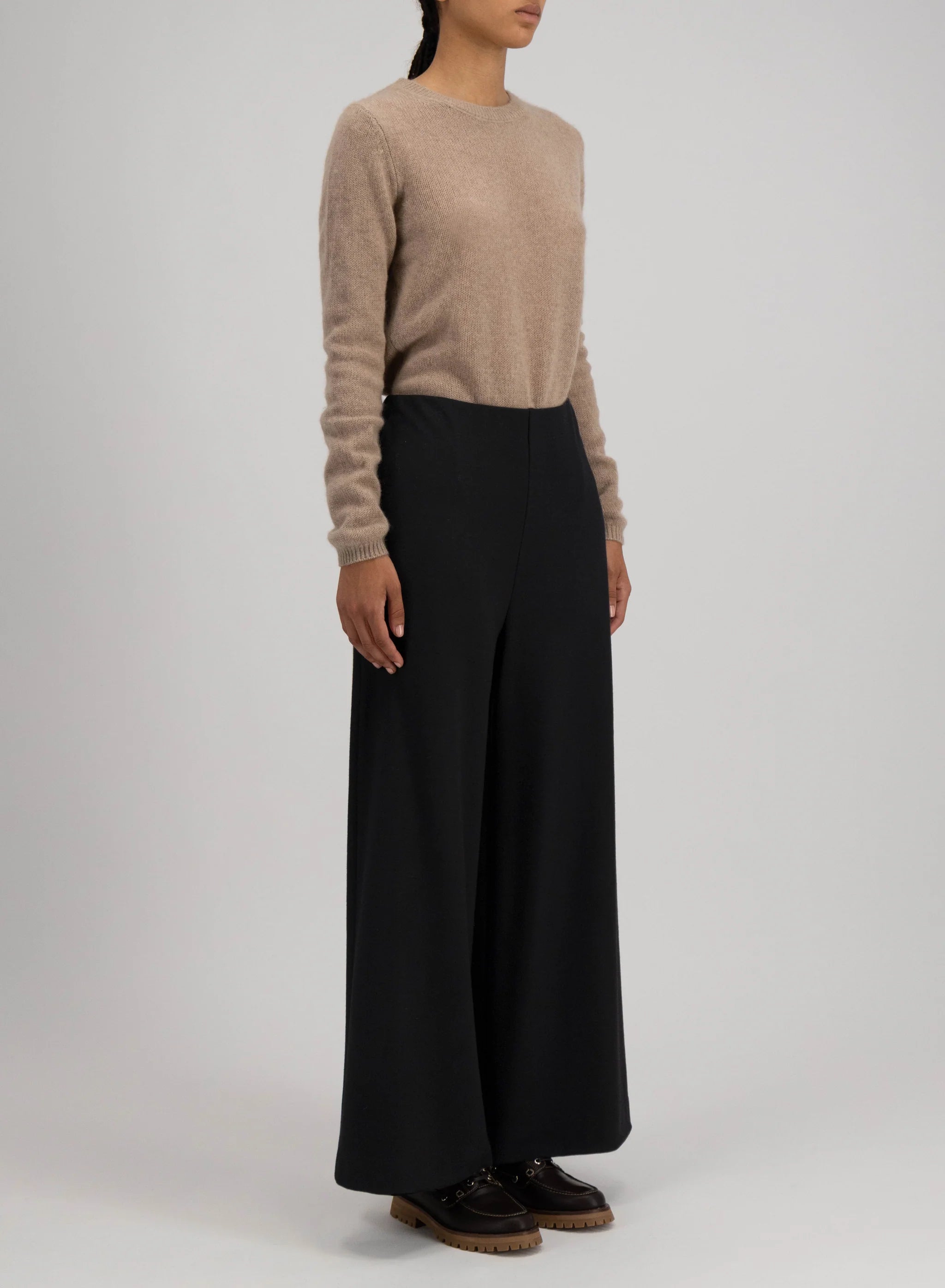 Wide Leg Cropped Trousers Superfine Merino