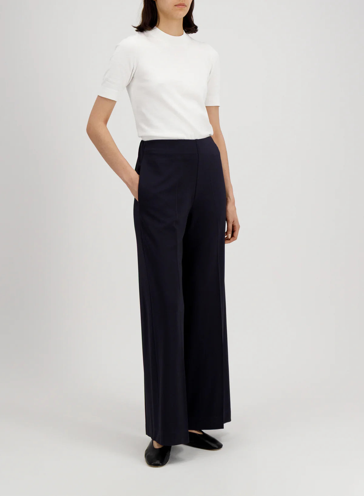 Flared Trousers Crepe Viscose