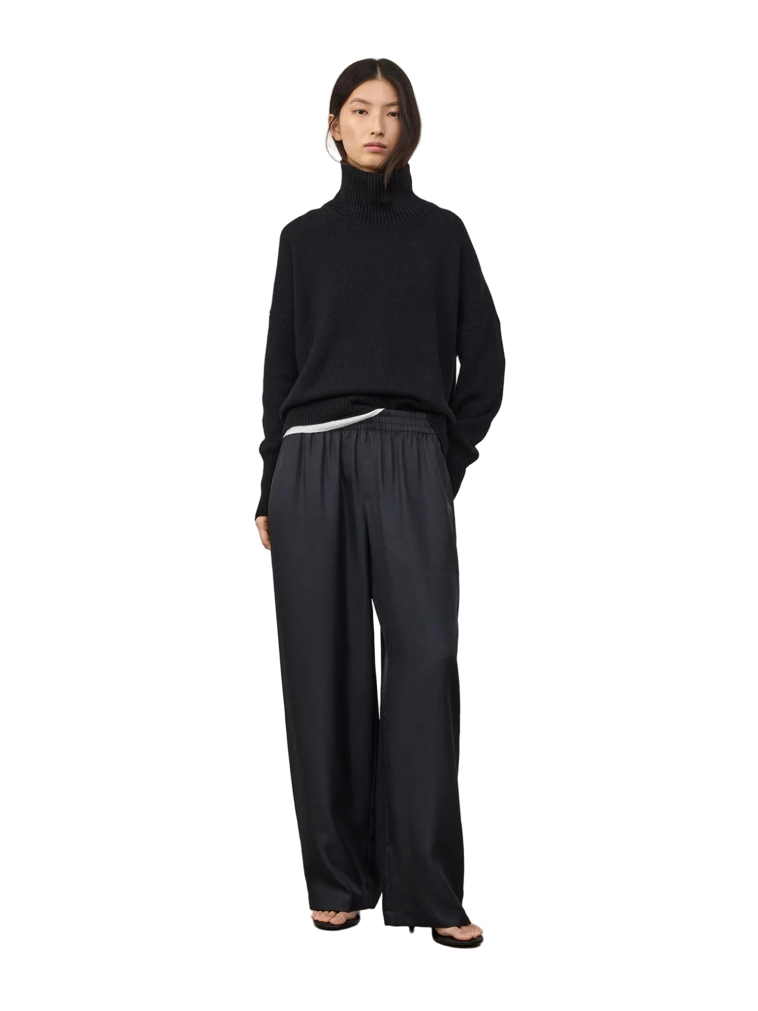 Wide Leg Silk Trousers