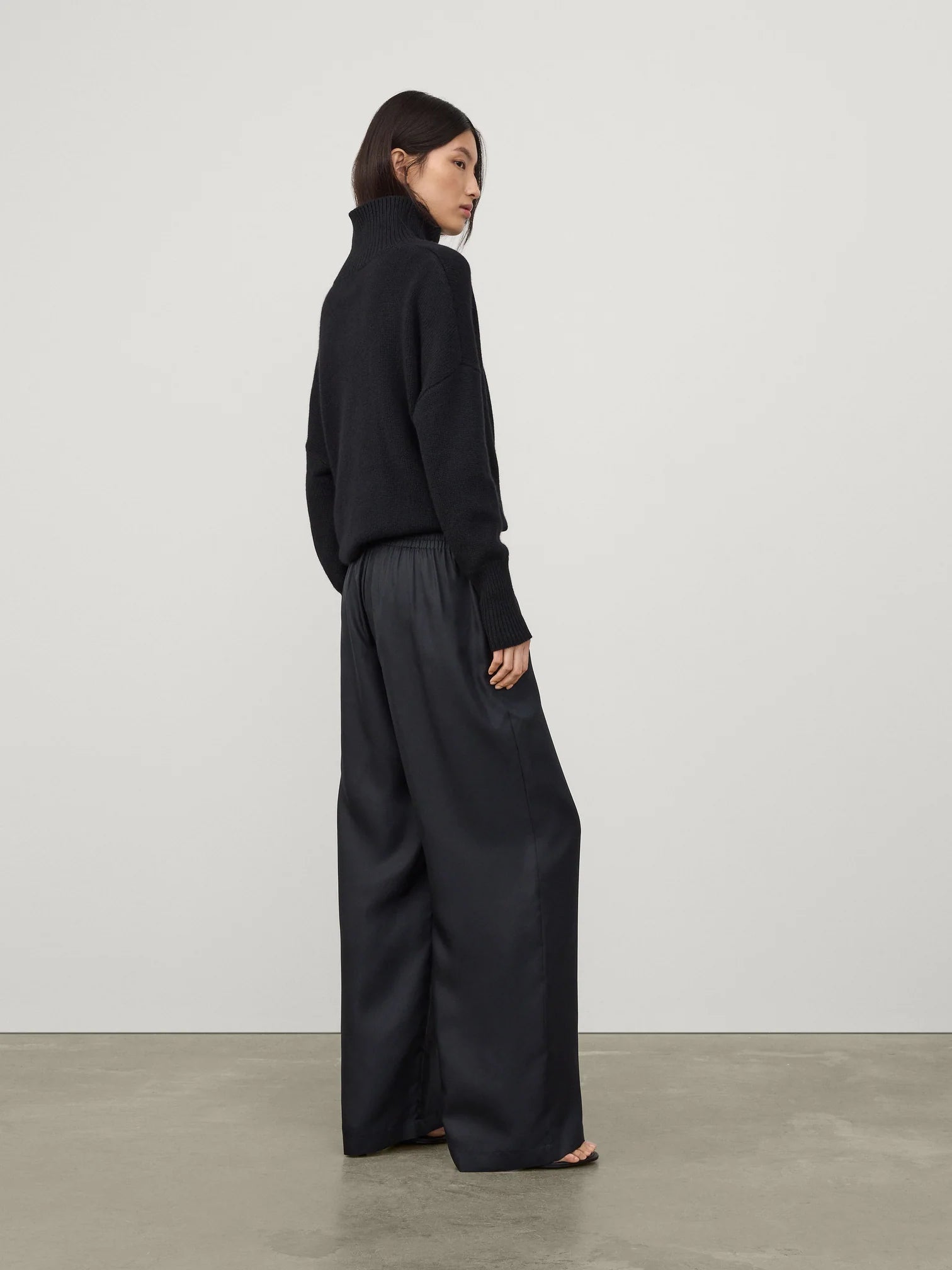 Wide Leg Silk Trousers