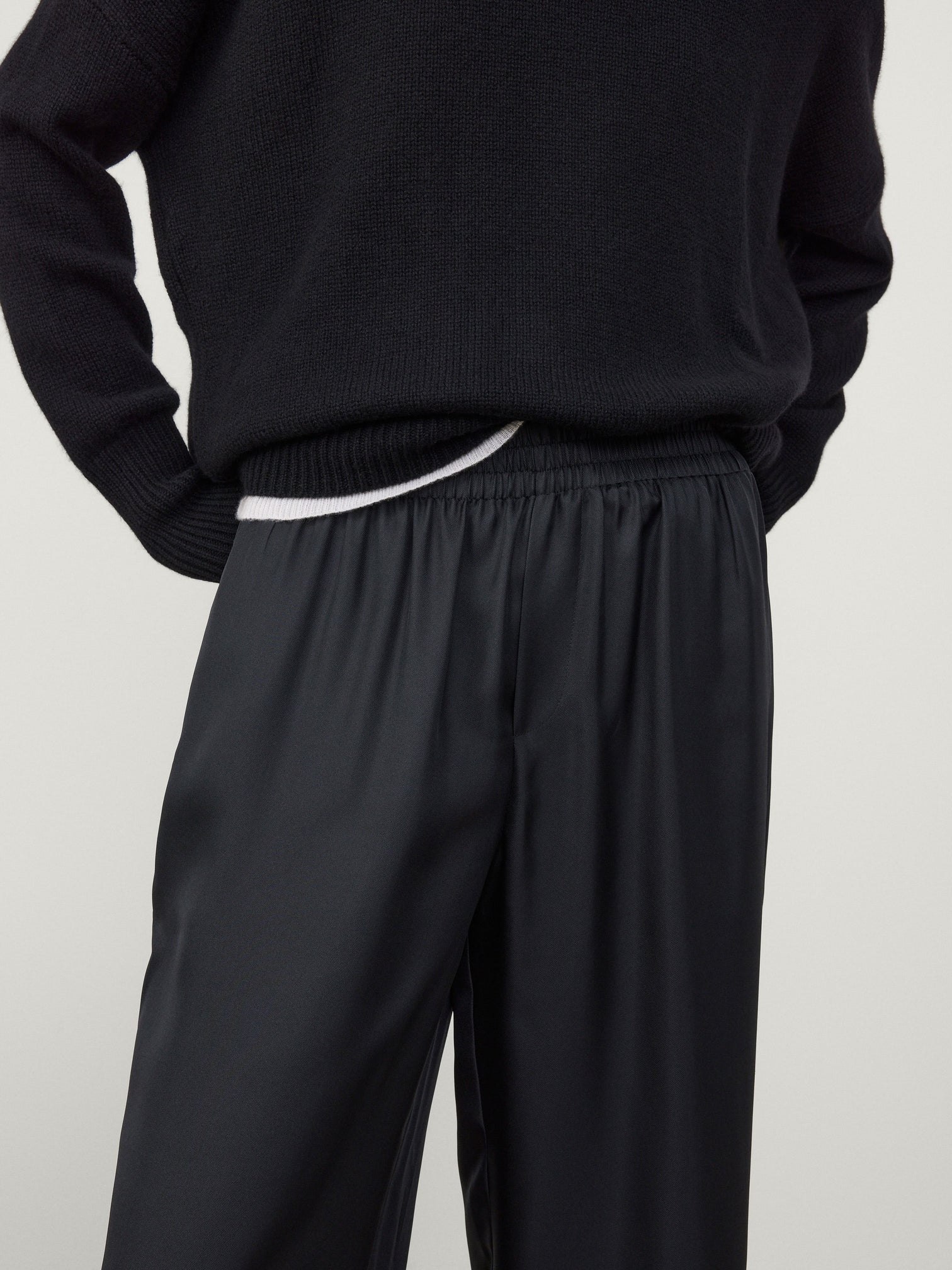 Wide Leg Silk Trousers
