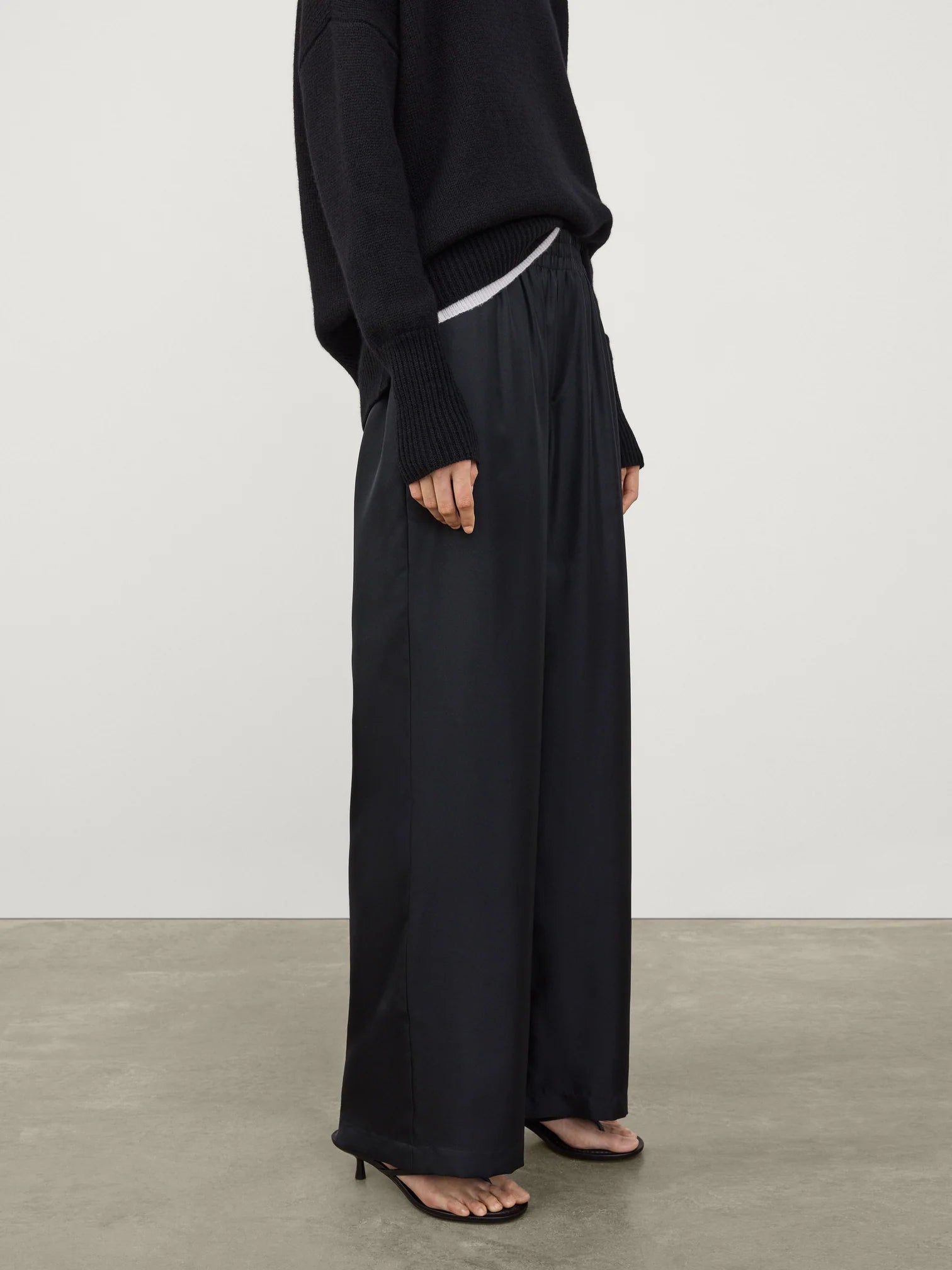 Wide Leg Silk Trousers