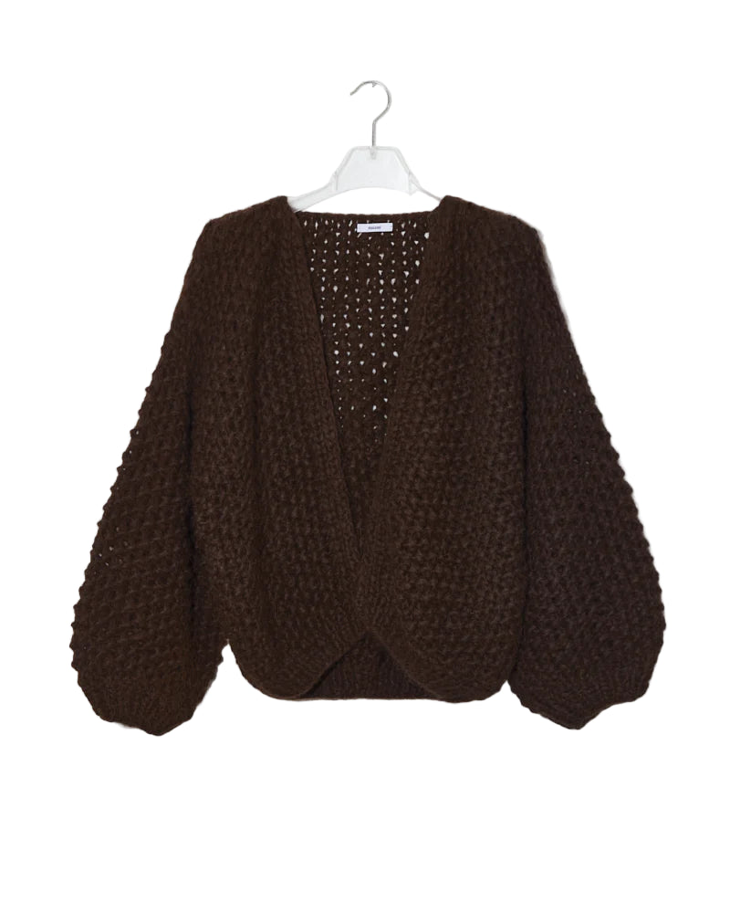 Chunky Alpaca Pearl Pattern Bomber Cardigan