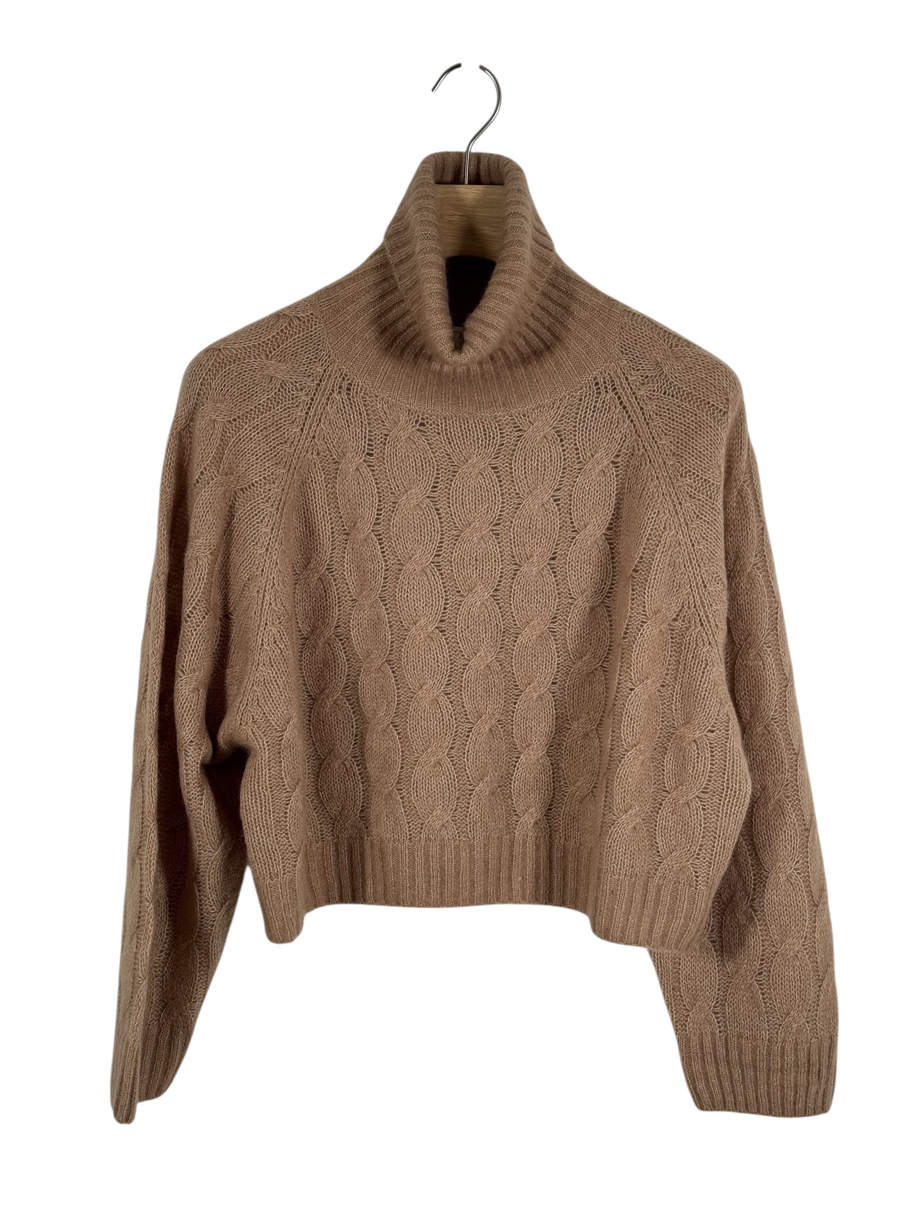 Rollkragenpullover mit Zopfmuster