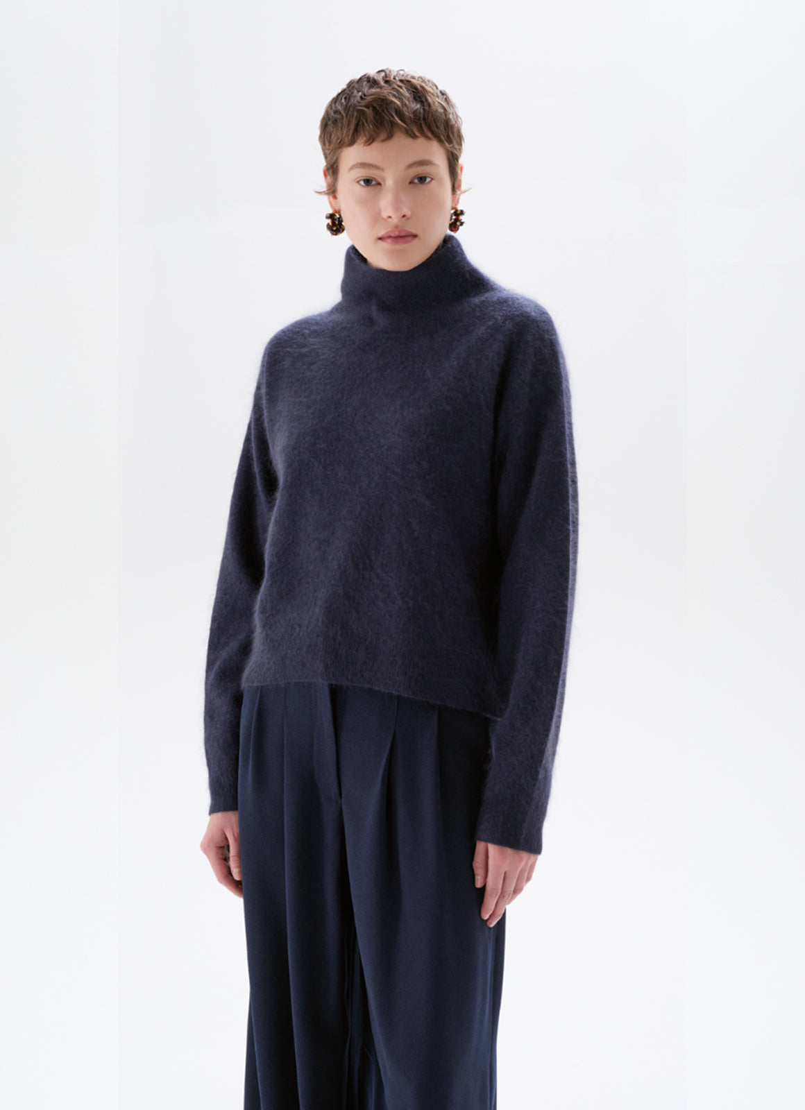 Pullover mit Stehkragen Felloptik